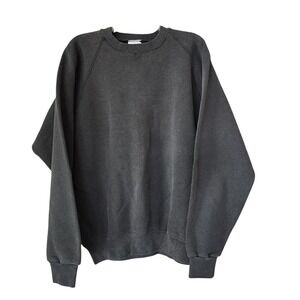 Vtg Santee Raglan Crewneck Pullover Sweatshirt Men's XL Black Made In USA 90s